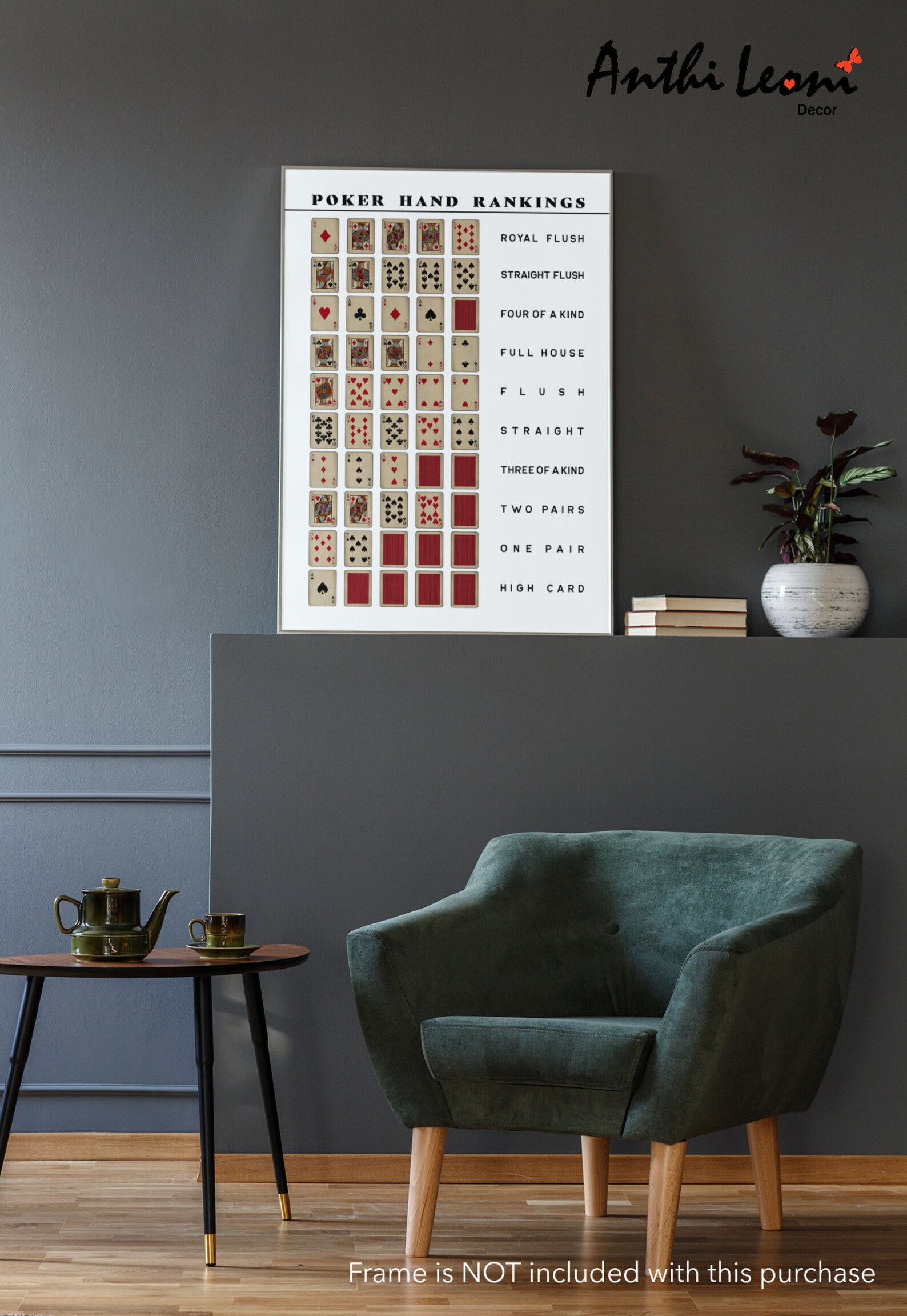 Poker Hand Rankings Chart Poster Print Texas Holdem Poker - Etsy