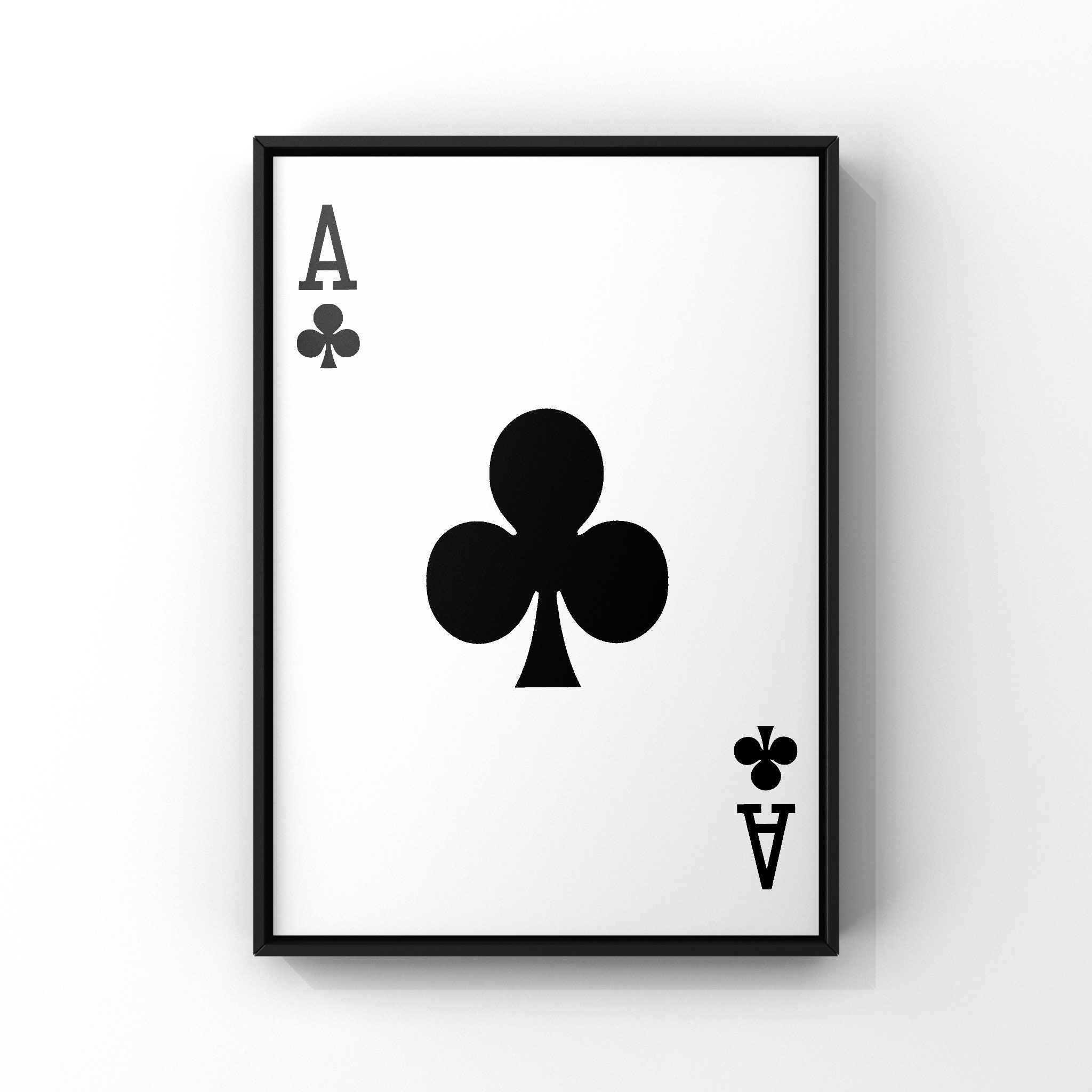 Ace of Clubs Poster Print Black Playing Card Club Deck Print - Etsy New  Zealand