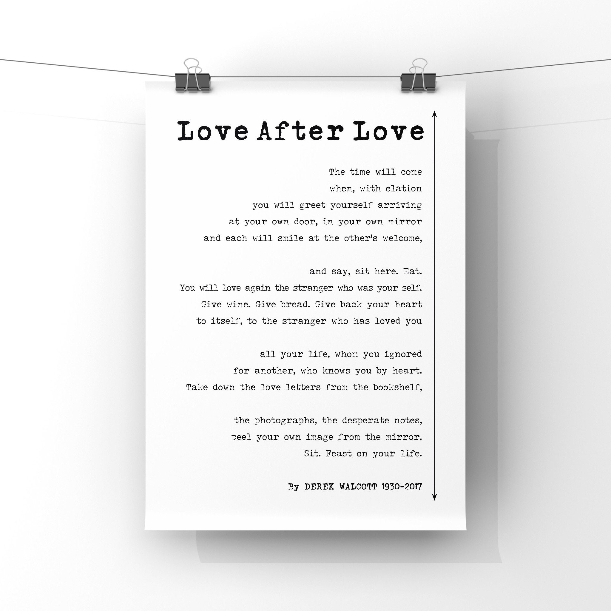 Love After Love Poem by Derek Walcott Poster Print Unframed Etsy Love After Love Poem by Derek Walcott Poster Print Unframed Etsy