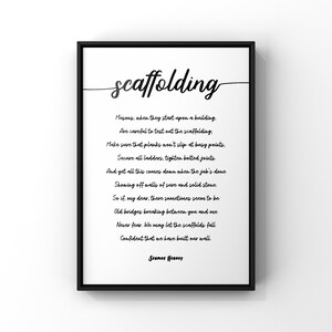 Seamus Heaney Poem Scaffolding Print | Love Poetry in Script Font ...