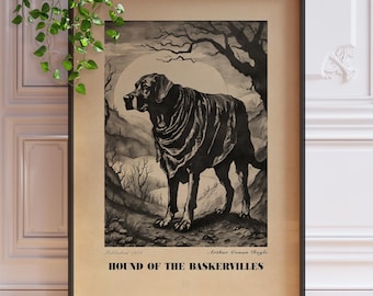 Hound of the Baskervilles Poster - Literary Illustration - Sherlock Holmes Book Art, Frame Options