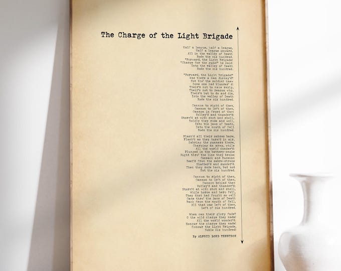Charge of the Light Brigade - Tennyson Poem Print, Remembrance Sunday Gift, Antique Style Poetry