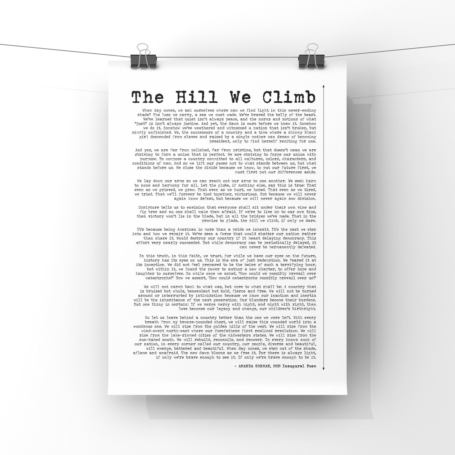 The Hill We Climb Full Poem by Amanda Gorman A4 A3 Print | Etsy