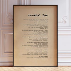 Annabel Lee by Edgar Allan Poe | Classic Love Poem Poster Print | Romantic Poetry Decor | American Poetry Wall Art | PRINTED