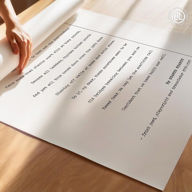 Impresión de poema de matrimonio - Andamio de Seamus Heaney, regalo de boda o aniversario imagen 2