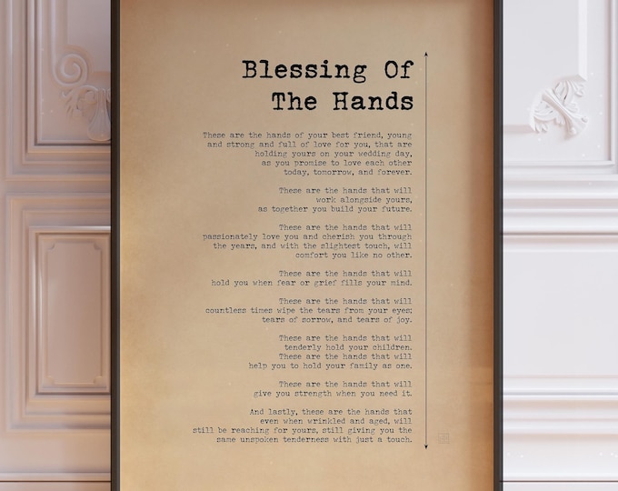 Marriage Blessing Poster Print These are the Hands Wedding Reading Hand fasting Marriage Ceremony Wedding Gift For Couple | PRINTED