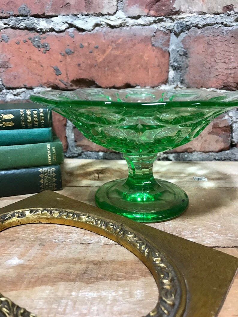 Green Anchor Hocking Depression Glass Candy Dish Pressed Etsy