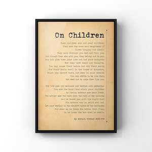 On Children Poem Poster Print by Kahlil Gibran | Khalil Gibran Poem About Children | Gift Idea For New Parents | Baby Shower Gift | PRINTED