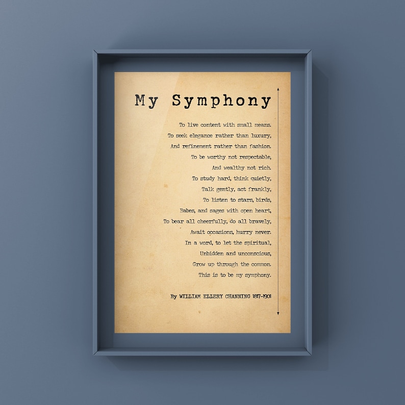 My Symphony Poem by William Ellery Channing Minimalist Style Etsy