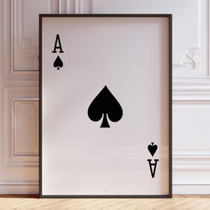 Impresión de arte de pared con naipes As de espadas, póster de baraja de espadas, mano de póquer, decoración de pared con ases / IMPRESO