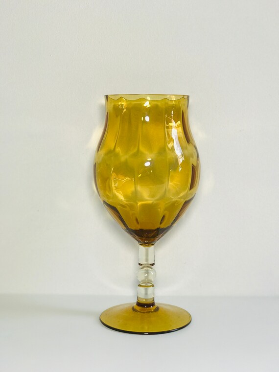 Italian Empoli Footed Art Glass Vase Vintage 1960s Large - Large Coloured Glass Vases Italian Empoli Footed Art Glass Vase Vintage 1960s Large - Large Coloured Glass Vases