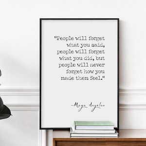 Maya Angelou Quote Poster Print People Will Forget What You Said, Inspirational Wall Art, Typography Wall Decor, Framed or Unframed