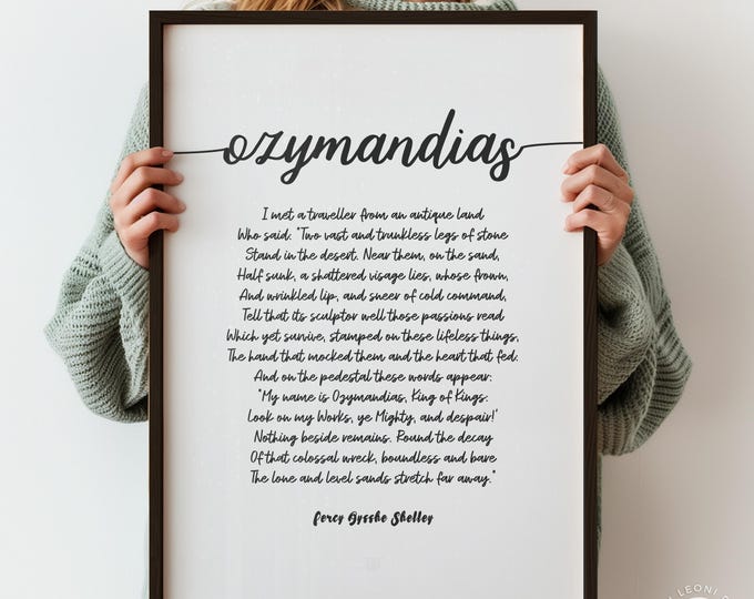 Ozymandias Poem Print - Percy Shelley Script Font Typography