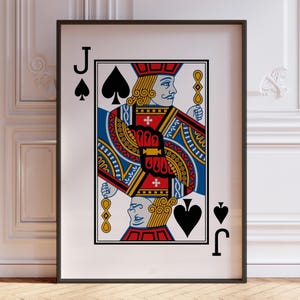 Jack of Spades Playing Card Print, Black Jack Card Deck Wall Art Print, Gift For Boyfriend, Casino Wall Decor | PRINTED