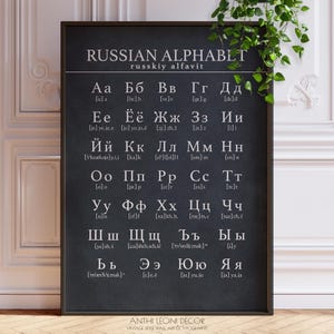 Russische alfabetletters zwarte afdruk | Russkiy Alfavit Back To School-studentcadeau | Muurkunst in cyrillisch schrift | GEDRUKT