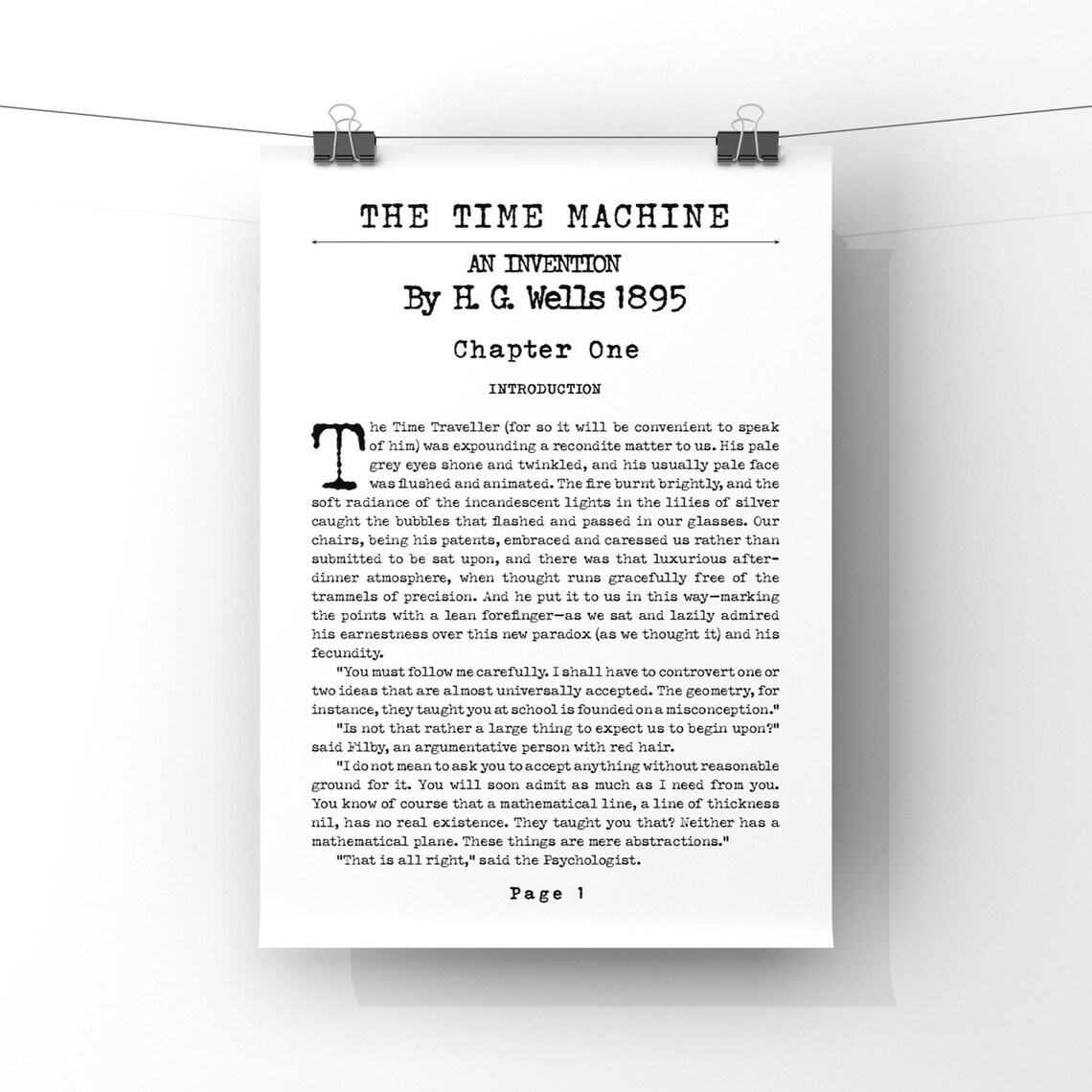 The Time Machine by HG Wells Novel Book Page Poster Print | Etsy UK