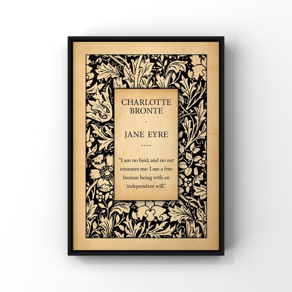Impression d'affiche d'art couverture de livre Jane Eyre | Impression d'art de la page de titre du livre de Charlotte Bronte | Décoration murale littéraire classique | IMPRIMÉ