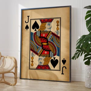 Antique Jack of Spades Wall Art – Rustic Playing Card Print, Vintage Poker Decor, Framed or Unframed Jack Poster Gift Idea | JS-PC-AL