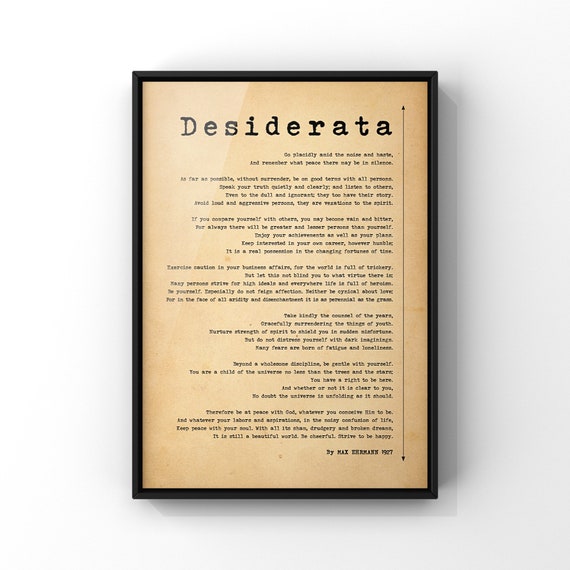 Desiderata Desiderata Poem by Max Ehrmann 1927 Poster Print 