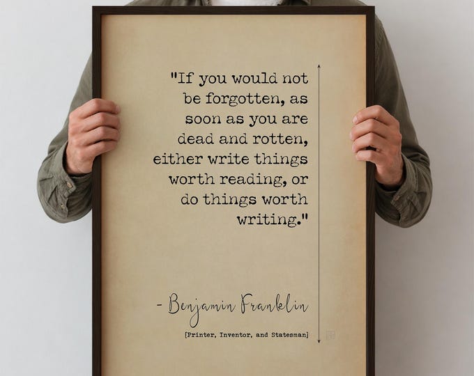 Benjamin Franklin Quote Poster Print – Motivational Writing Quote Wall Art, Literary Poster, Office Study Decor, Gift for Writers
