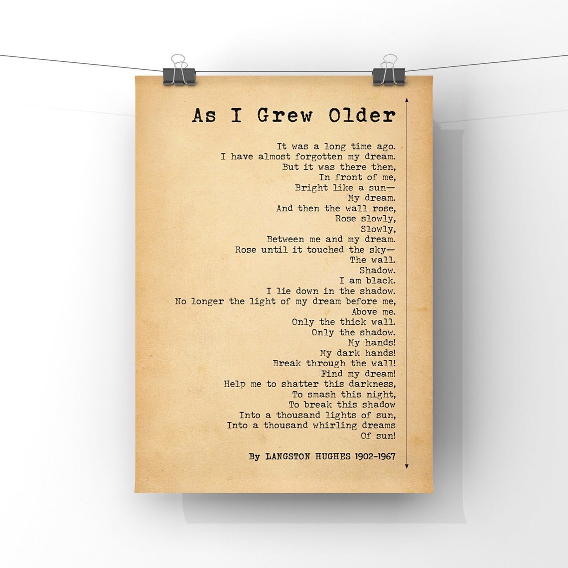 As I Grew Older Poem Print by Langston Hughes Inspirational Etsy