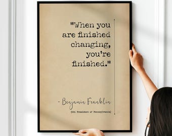 Benjamin Franklin Quote Print - Vintage Style Inspirational Office Art