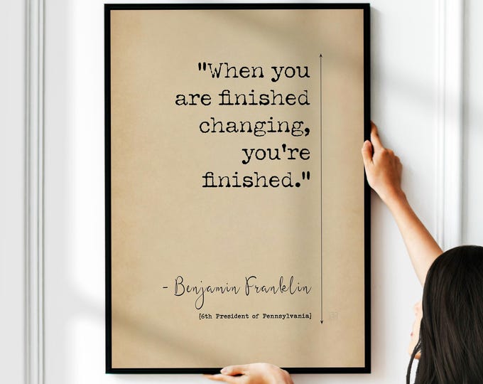Benjamin Franklin Quote Print - Vintage Style Inspirational Office Art