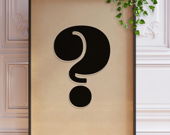 Question Mark Print – Vintage Typography Poster, Minimalist Punctuation Wall Art Decor, Framed or Unframed Poster