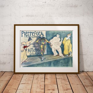 Pierrot Harlequin Clown Wall Art Print | Art Nouveau French Landscape Advertising Poster Pierrefort by Gabriel Ibels | PRINTED image 4
