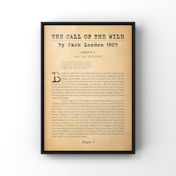 The Call of the Wild By Jack London Book Page Print | Classic Novel Poster | Literary Wall Art | PRINTED