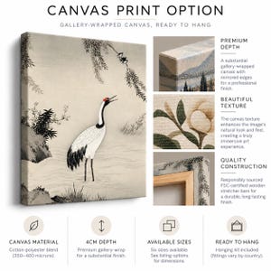 a picture of a painting with a crane on it