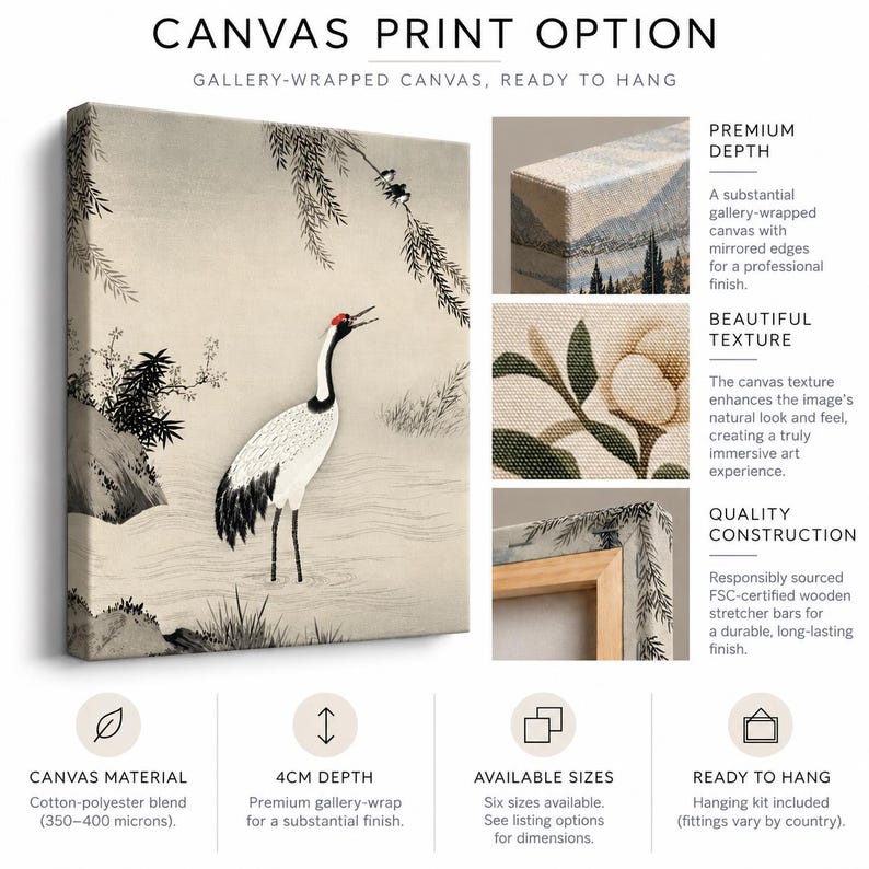 a picture of a painting with a crane on it