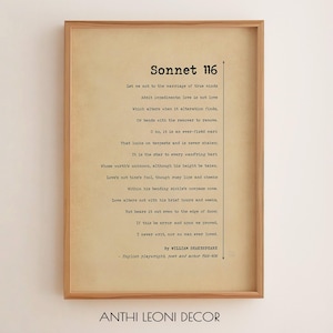 Shakespeare Sonnet 116 Poster, Let Me Not to the Marriage of True Minds Print Soulmates Wedding Reading Romantic Marriage Ceremony Poem Gift