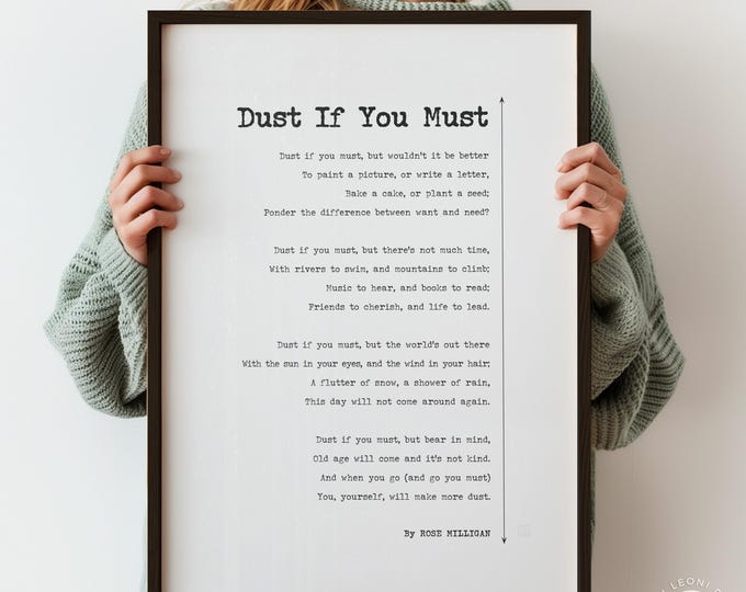 Retirement Gift For Her Wall Art Dust If You Must Poem Print Poetry For Busy Mums Working Women Home Office Decor