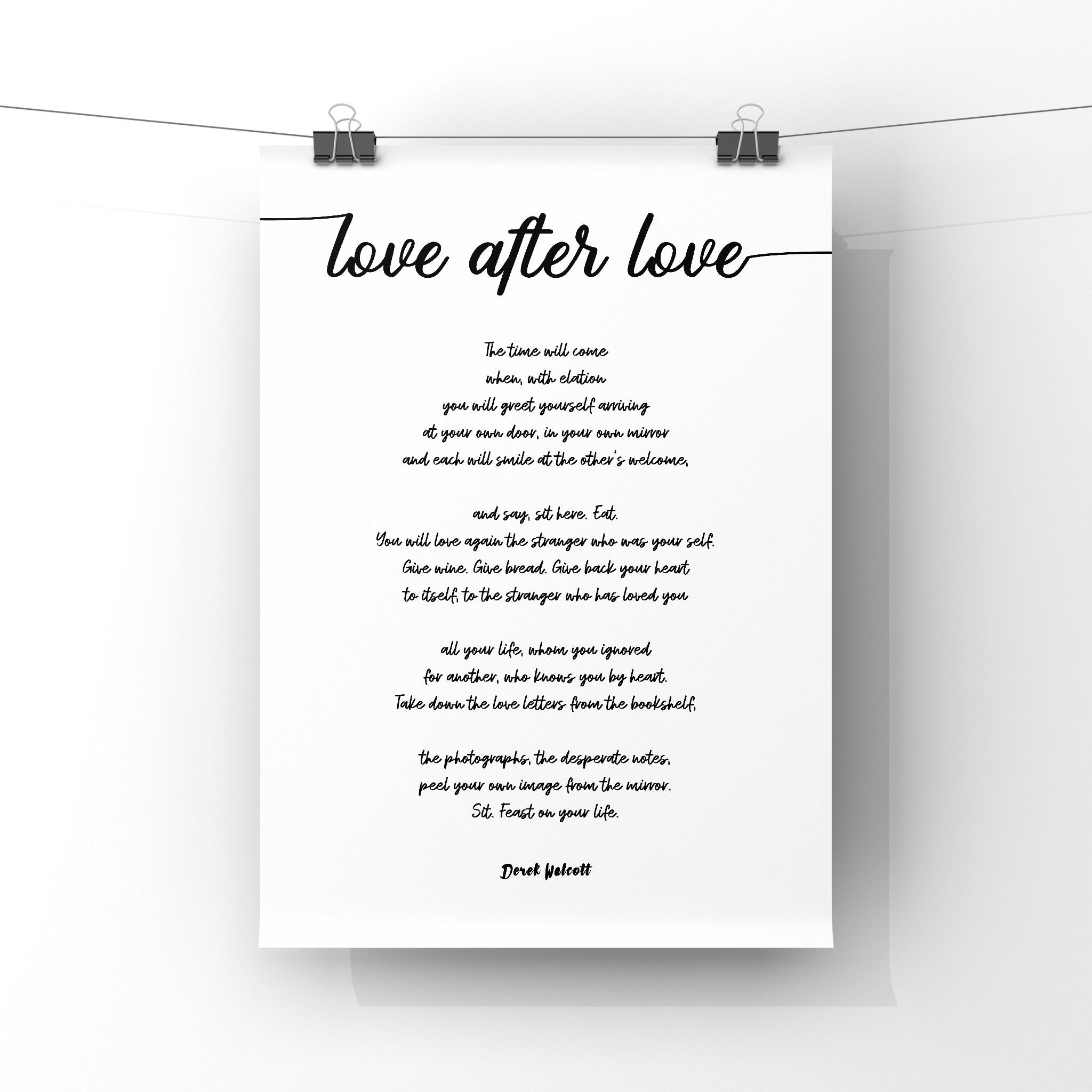 Love After Love Poem by Derek Walcott Poster Print Unframed Etsy Australia