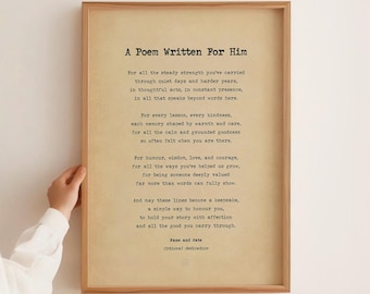 Bespoke Poem Writing Service for Him - Personalised Gift for Dad, Son, Husband, Grandad, Custom Written Keepsake for Special Occasions