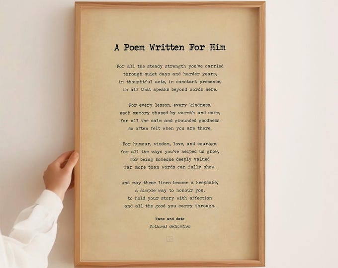 Bespoke Poem Writing Service for Him - Personalised Gift for Dad, Son, Husband, Grandad, Custom Written Keepsake for Special Occasions