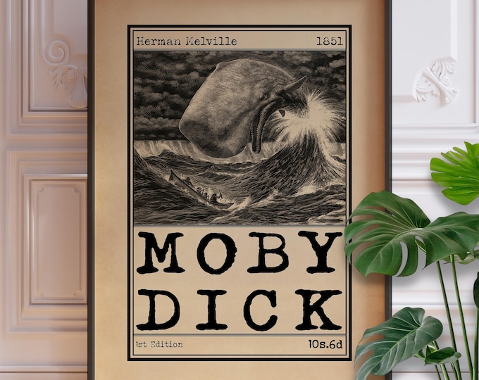 Moby Dick or The Whale Book Cover Art - Whale Illustration Poster Print