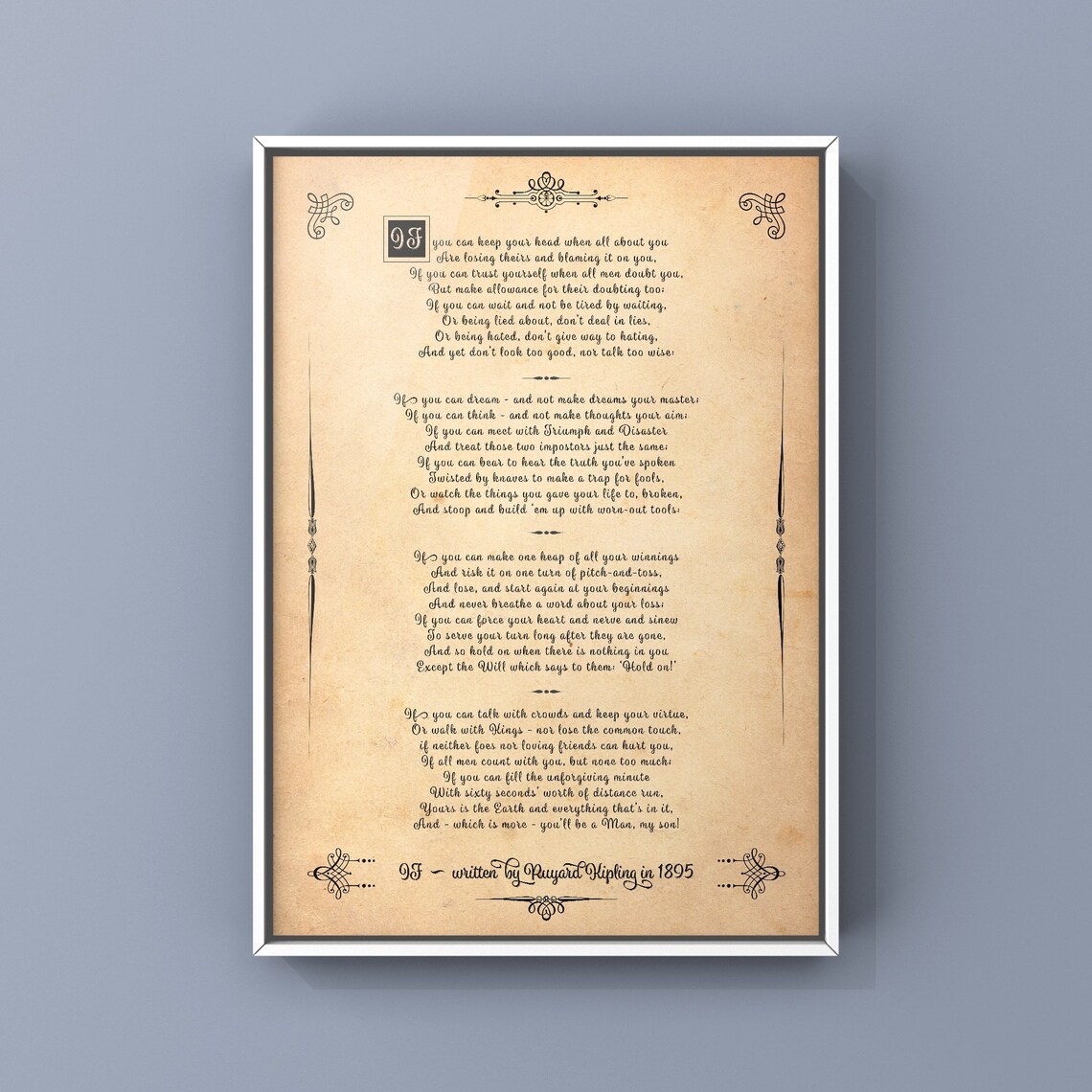 IF Poem Print You'll Be A Man My Son by Rudyard Kipling Etsy