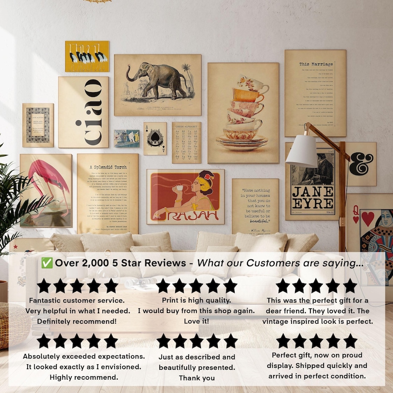 a living room filled with furniture and pictures on the wall