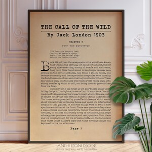 The Call of the Wild By Jack London Book Page Print | Classic Novel Poster | Literary Wall Art | PRINTED