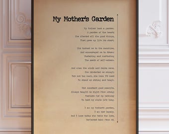 My Mother's Garden Poem Poster Print - Funeral Reading For Mum, Remembrance Service, Memorial Poetry Wall Art, Framed or Unframed
