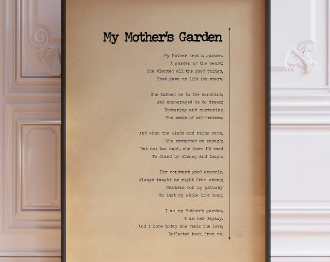 My Mother's Garden Poem Poster Print - Funeral Reading For Mum, Remembrance Service, Memorial Poetry Wall Art, Framed or Unframed