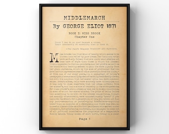 Middlemarch By George Eliot | Mary Ann Evans | First Book Page Print | Book Lover Gift Idea | Classic Literature Art Print | PRINTED