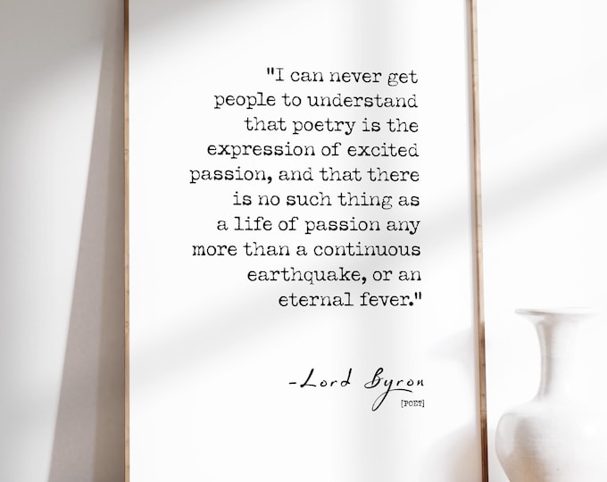 Lord Byron Poetry Quote Print - Literary Wall Art, Gift for Poetry Lover