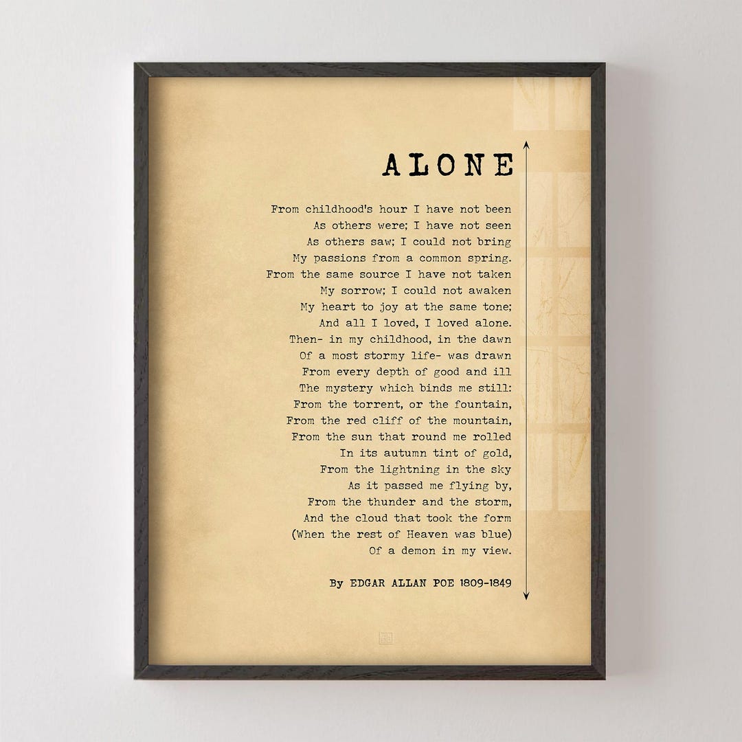 Alone Poem by Edgar Allan Poe Poe Poem Print Classic American ...