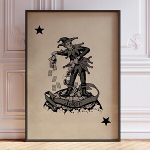 Poster noir joker cartes à jouer, impression d'art mural poker cartes vintage, impression jeu de cartes antiques, art mural Joker | IMPRIMÉ