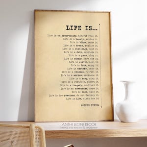Life Is Poem by Mother Teresa Poster Print | Inspirational Life Is Quote Print | Daily Affirmations | Poetry Print | PRINTED