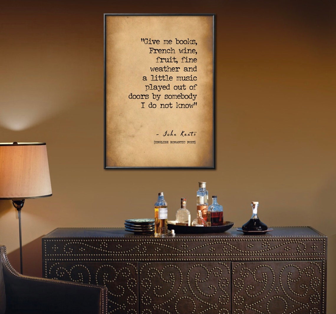 Give Me Books Quote Poster Print by John Keats Typography | Etsy