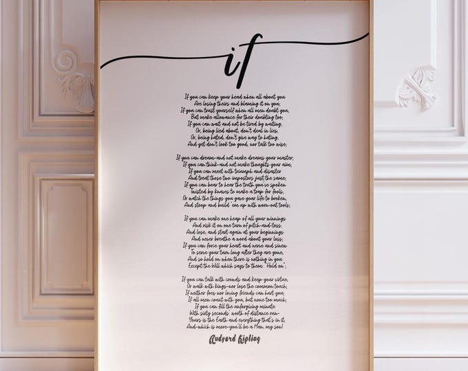 Rudyard Kipling Poem Print - Gift for Son Wedding Graduation - Contemporary Typography Poster